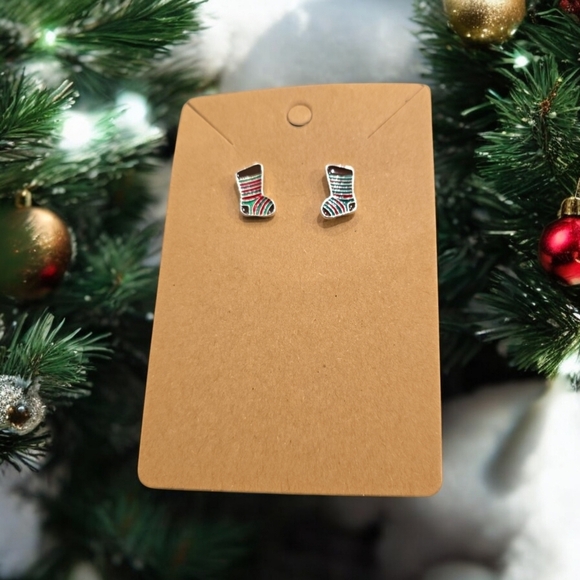 Holiday Sock Festive Stud Earrings - Picture 2 of 2